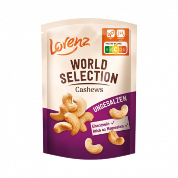 Lorenz World Selection Cashews UNSALTED, geroestet und ungesalzen, 90g